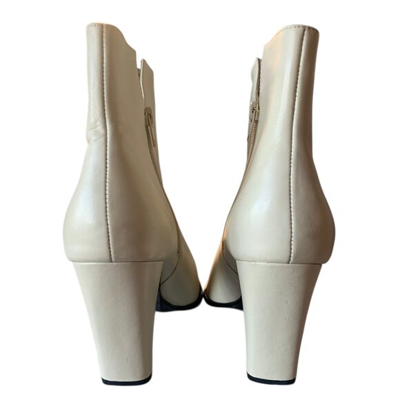 NEWPORT NEWS Solid Off-White Leather Square Toe Lined Ankle Boots NWOT 11M - Picture 6 of 9